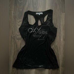 Black Racerback Tank Top with Logo Accents
